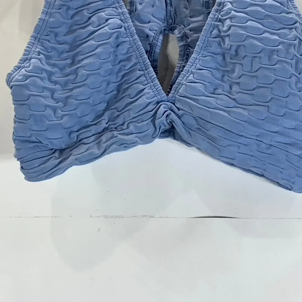 BOOTY BY BRABANT Women's Periwinkle Chrome Sculpt Textured V Top SZ OS - Picture 7 of 11